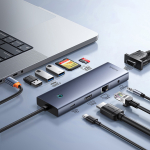 USB-C Хаб Baseus UltraJoy 10-Port (HDMI4K@60Hz + VGA + 3xUSB3.0 + USB-C-PD + RJ45 + SD + microSD/TF + mj3.5mm)