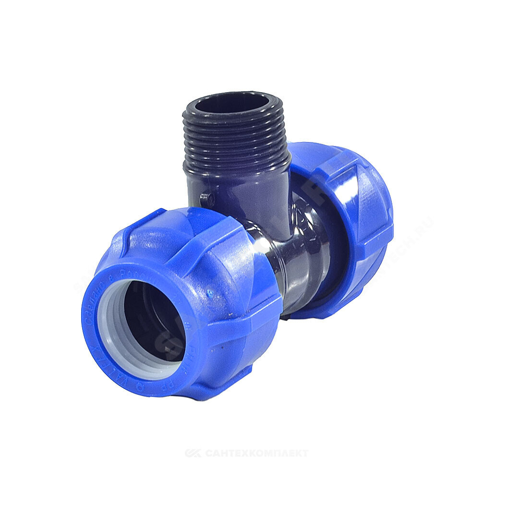 Тройник компрессионный ПЭ Дн 63х1 1/2"х63 НР Ру16 VALFEX 1210026311263