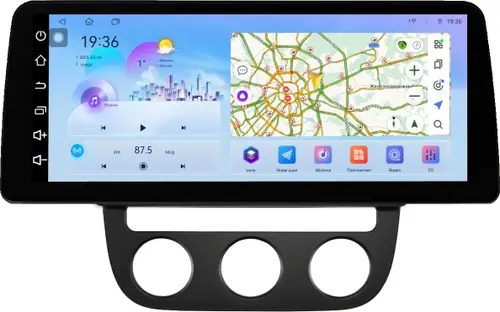 Магнитола для Volkswagen Jetta 5 2005-2010 (климат 1) - FarCar S500-TS18 монитор 12.3" 2K QLED на Android 14, Быстрая, CarPlay, 4G SIM-слот
