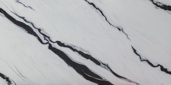 Стол "МАЛИБУ" 140-220х85, керамика Panda White глянц.,R-6, опора черный муар