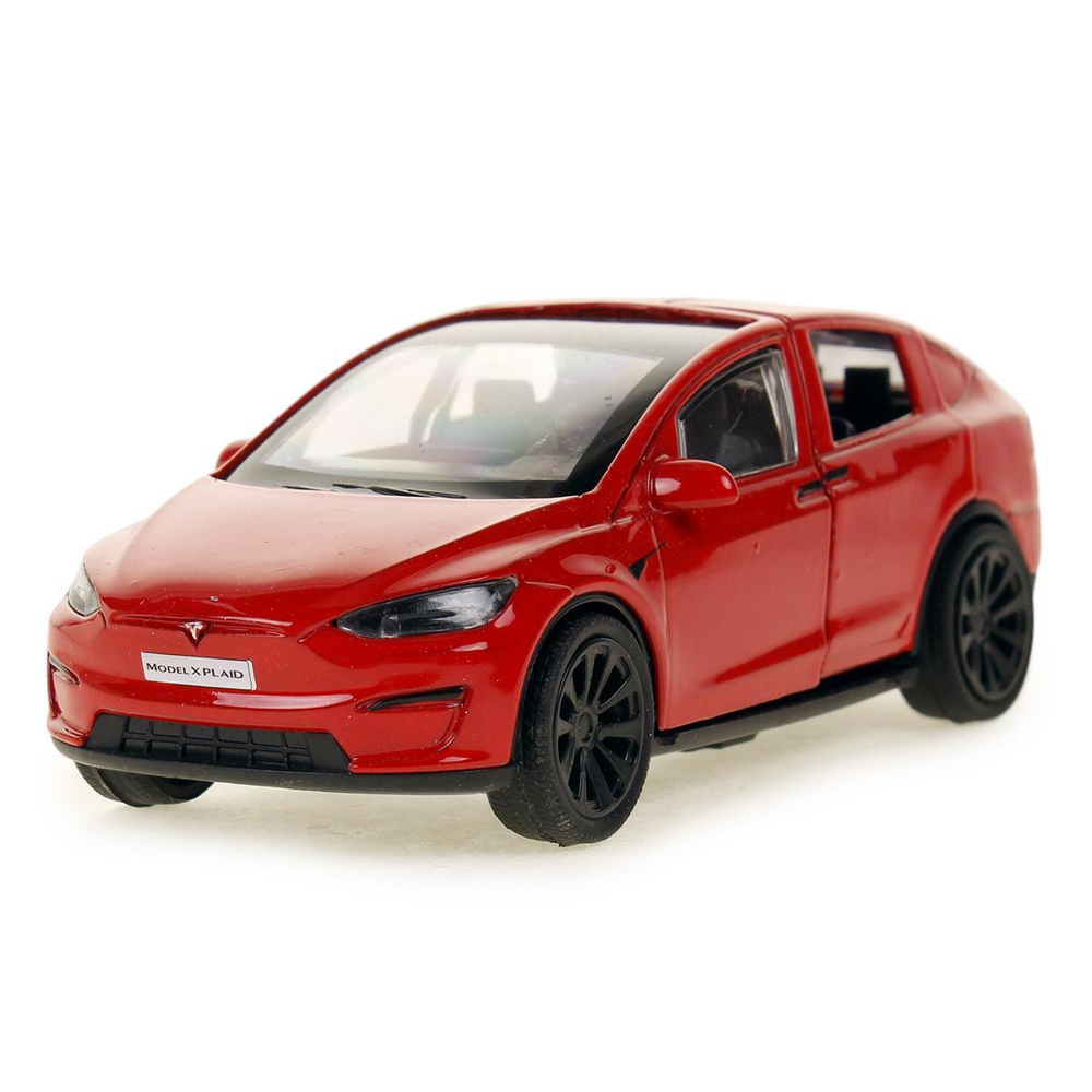 Модель ин. мет. "Tesla Model & Plaid" 12см, двери, красн, коробка MODELX-12-RD (Технопарк)