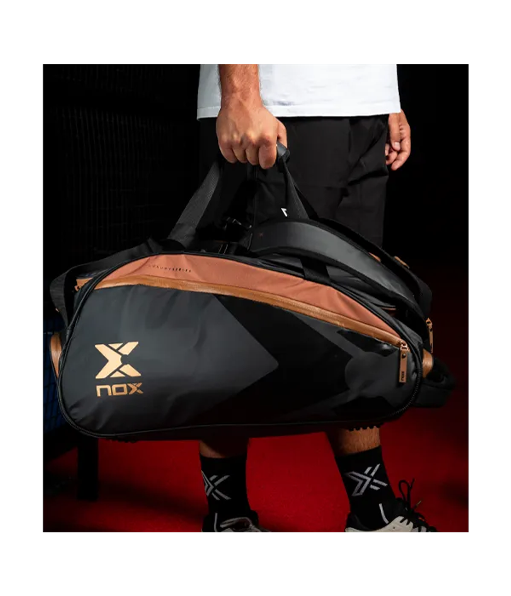 Сумка для падел NOX Luxury Open Series Black-Brown 2024 – элегантная и вместительная