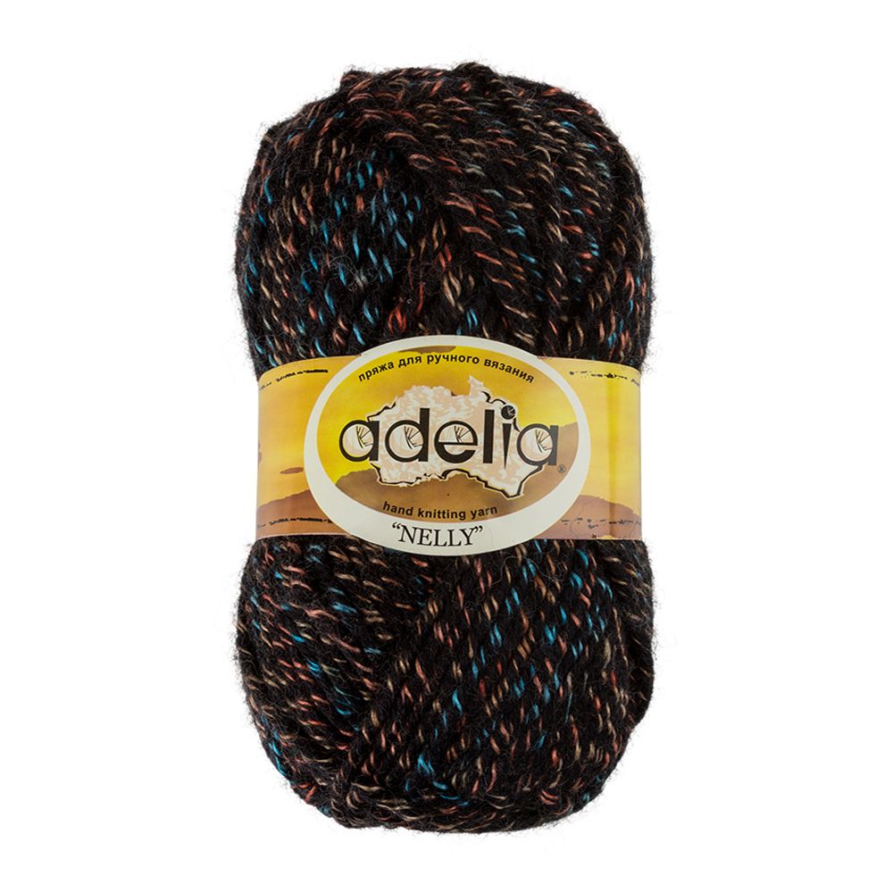 Пряжа Adelia Nelly / уп.5 мот. по 100г, 100м, 19 черный-голубой-оранжевый Пряжа Adelia Nelly / уп.5 мот. по 100г, 100м, 19 черный-голубой-оранжевый