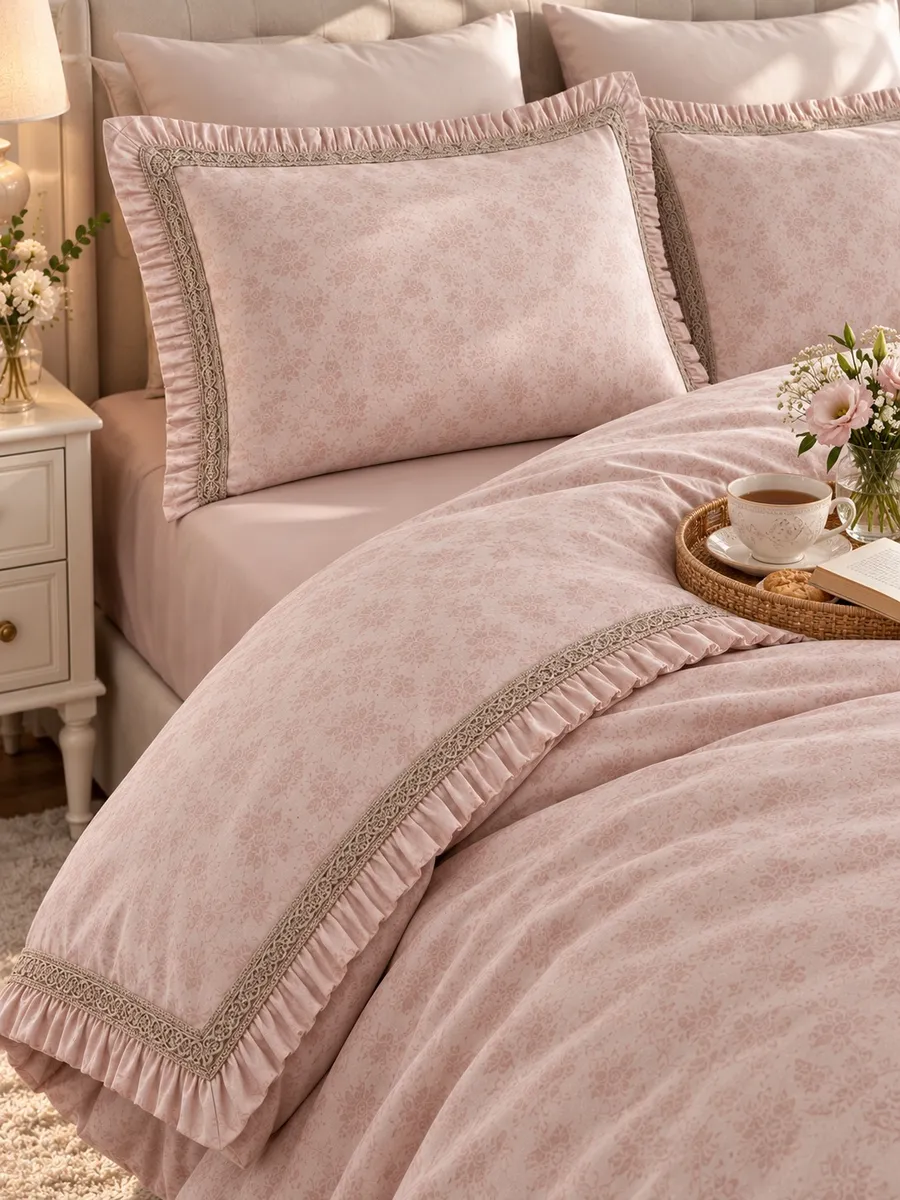 Gelin Home КПБ 6 пр. GUZGULU пыльная роза пододеяльник 200*220, простынь 240*260, наволочки 50*70 2шт, декоративные наволочки 50*70 2шт GLNN602 — фото 5
