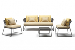 Диван плетеный с подушками Scab Design Lisa Sofa Filo, антрацит, желтый