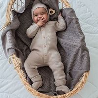 Комбинезон вязаный "Топленое молоко" 0+