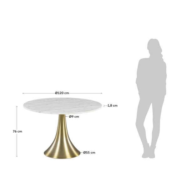 Oria круглый обеденный стол Ø 120 cm Испания La Forma белый/золотистый