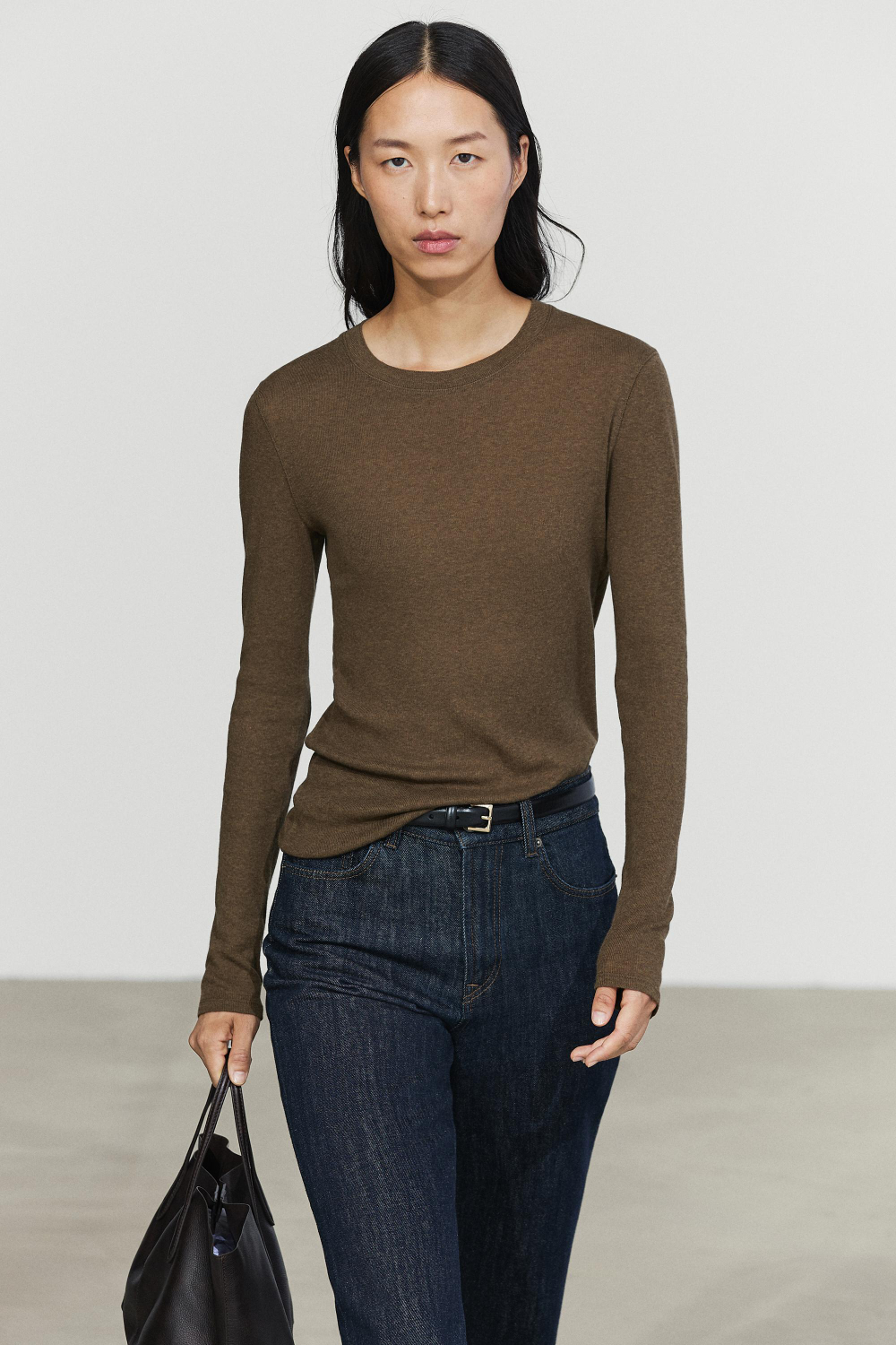 Massimo Dutti Футболка из смесового хлопка, цвет верблюжьей шерсти