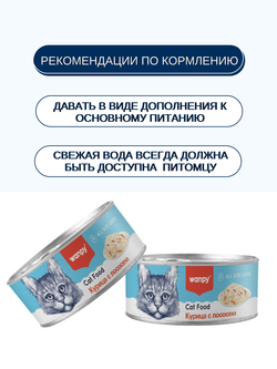 Wanpy Cat Консервы для кошек "Курица с лососем" 95 г