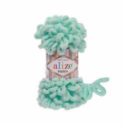 Пуффи (Puffy) пряжа Alize 100%микрополиэстер 5х100г/9,2 м 19 мята