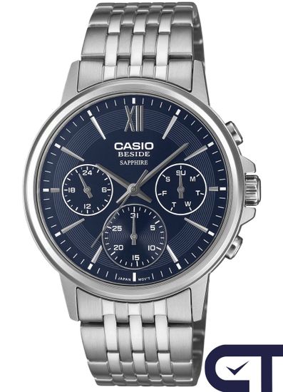 Casio BMS-300D-2A — мужские кварцевые часы с сапфировым стеклом и стальным браслетом