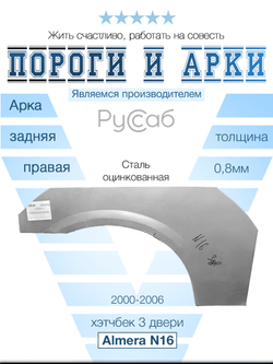 Арка правая Nissan Almera N16 hatcback 3 door 2000-2006 хэтчбек