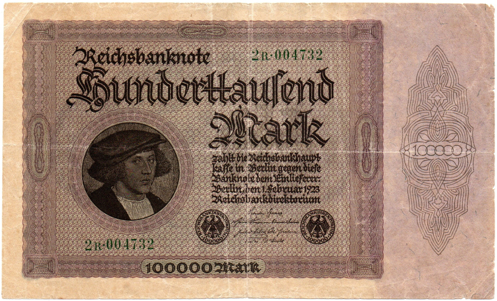 Банкнота Германия, Веймарская республика 100000 марок 1923 год
