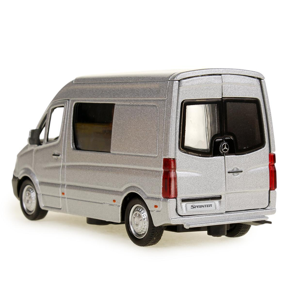 Модель ин. мет. "Mercedes-Benz Sprinter" 14см, двери, серебристый, коробка SPRINTERVAN-14-SR(Технопарк)