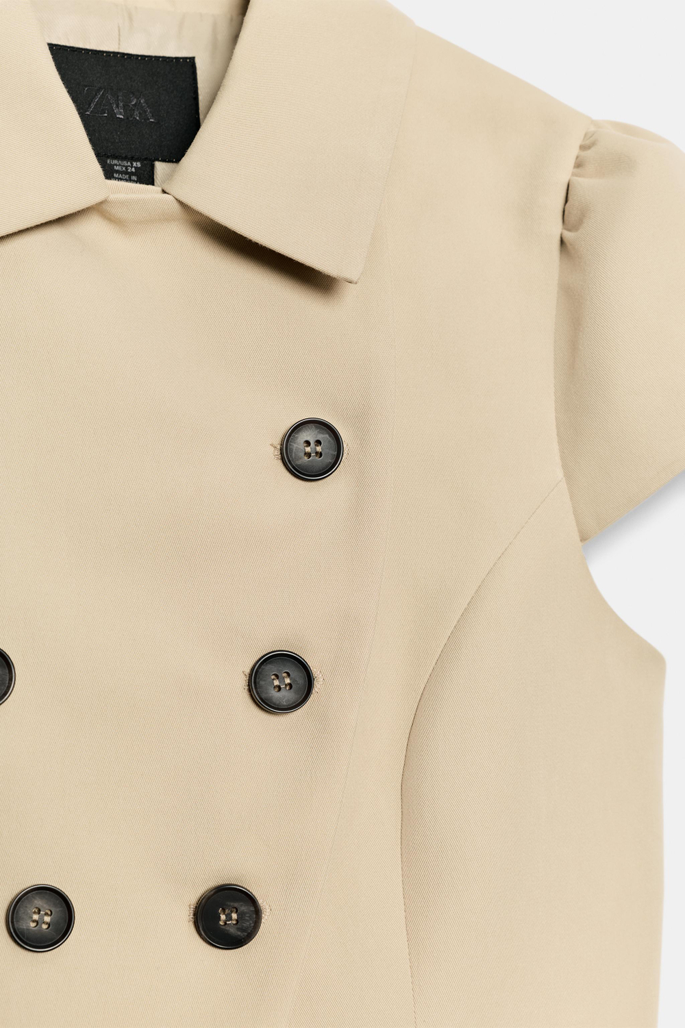ZARA ЖАКЕТ С КОРОТКИМИ РУКАВАМИ И ДВУБОРТНОЙ ЗАСТЕЖКОЙ, РЫЖЕВАТО-КОРИЧНЕВЫЙ