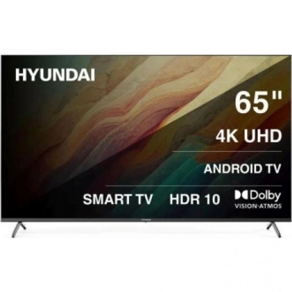 Телевизор LED Hyundai 65" H-LED65BU7009 Android TV Frameless Metal черный/черный 4K Ultra HD 60Hz DVB-T DVB-T2 DVB-C DVB-S DVB-S2 USB WiFi Smart TV