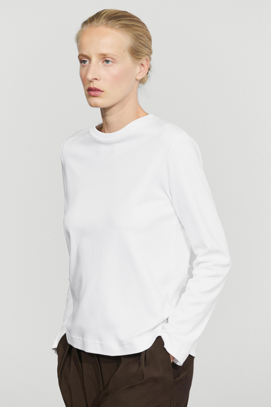 Massimo Dutti Футболка из 100% хлопка с длинными рукавами, белый