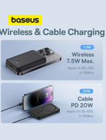 Внешний аккумулятор повербанк белый Power Bank 5000mAh 20W BASEUS PPCXM05