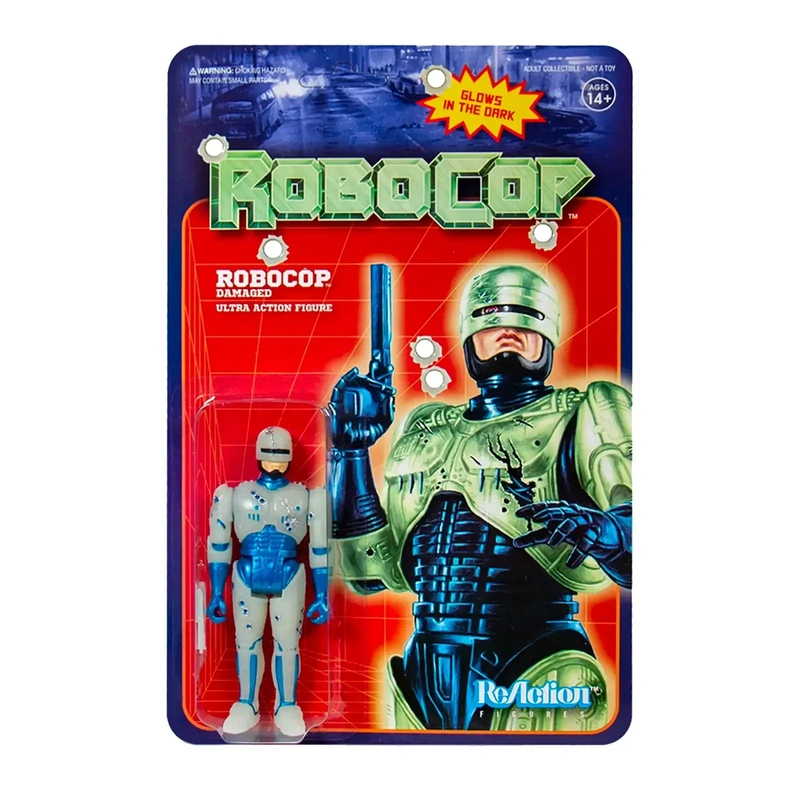 Фигурка Super7 - Robocop ReAction Figure - Robocop Battle Damaged (Glow in the Dark)