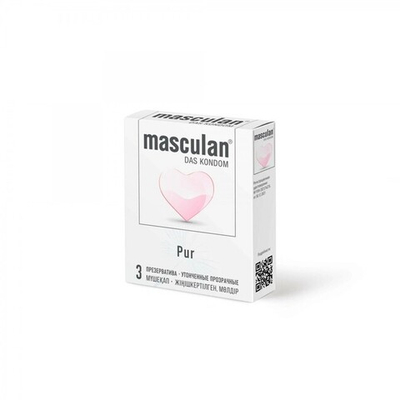 Классические презервативы с большим количеством смазки Masculan PUR (3 шт) (Цвет: прозрачный)