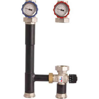 ROMMER Насосная группа с термостатическим смесительным клапаном (35-60°C) 1" без насоса