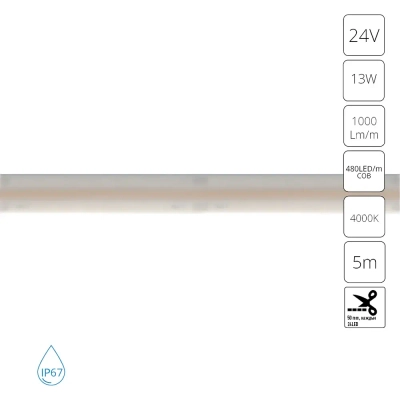 Светодиодная лента 24V 13W/m 4000К 5м IP67 Arte Lamp AQUA LANE A2448010-02-4K, LED
