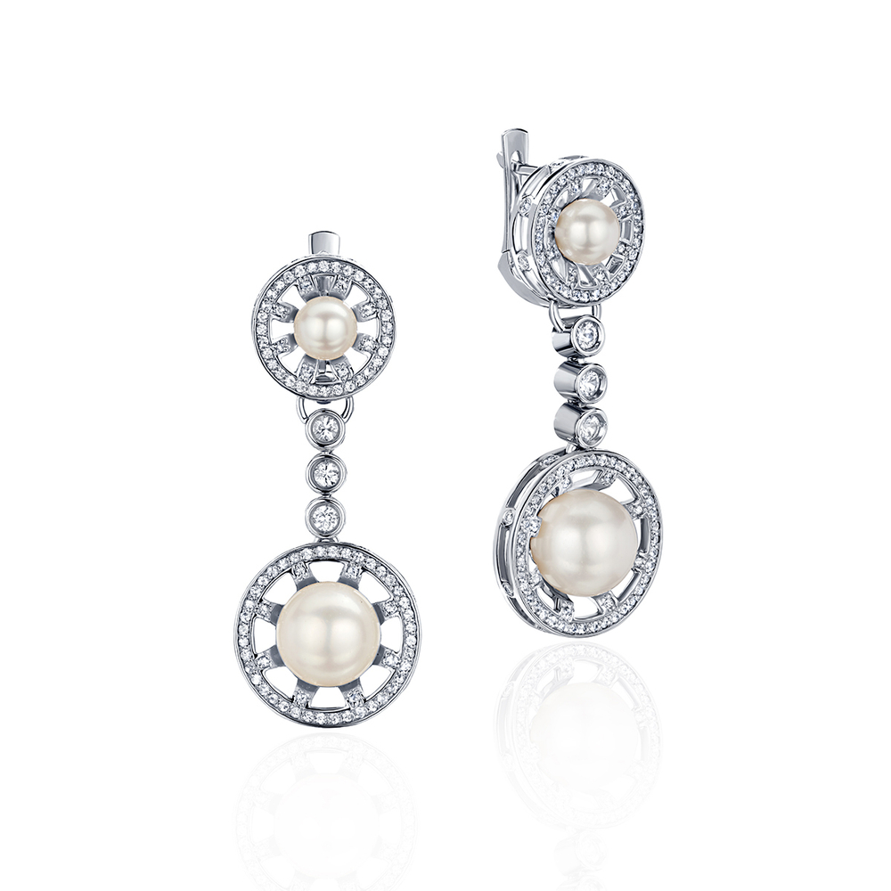 Серьги с бриллиантом  из белого золота JA-S-212116-1