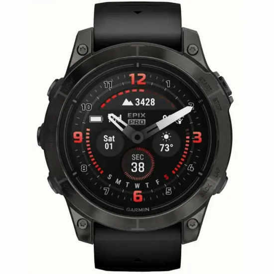 Смарт-часы GARMIN Epix PRO Sapphire Edition 47 мм, титановый, угольно-серый DLC, черный ремешок