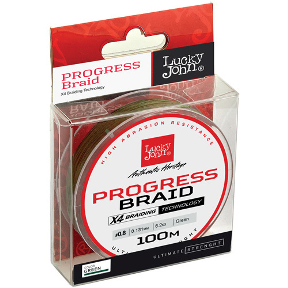 Плетеный шнур LUCKY JOHN Progress Braid Green 100 м - 0,240 мм