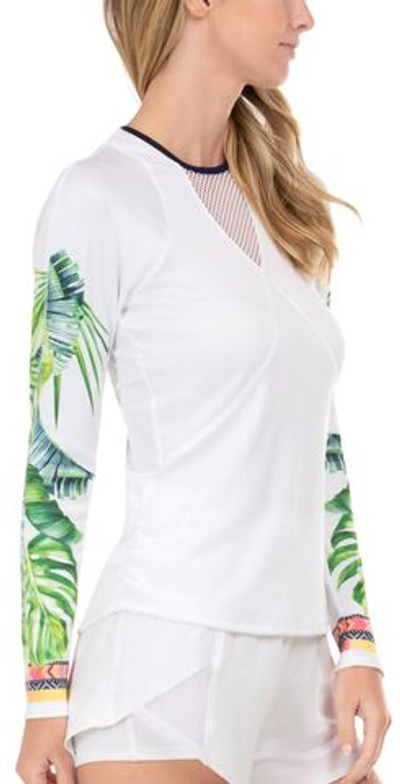 Женская теннисная футболка (dł. Рукава) Lucky in Love Palm Island Long Sleeve - white