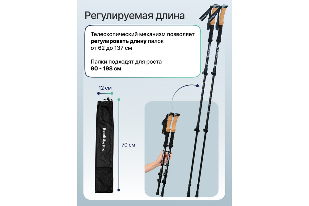 Палки для треккинга RoadLike Carbon Черный