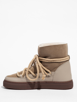 Высокие комбинированные кеды INUIKII Sneaker Classic Beige на меху