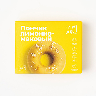 Пончик лимонно-маковый Raw to Go, 65 г