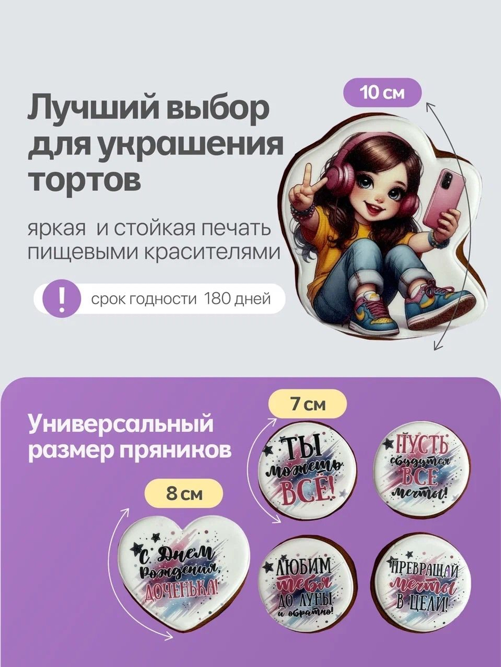 Набор имбирных пряников для девочки на торт