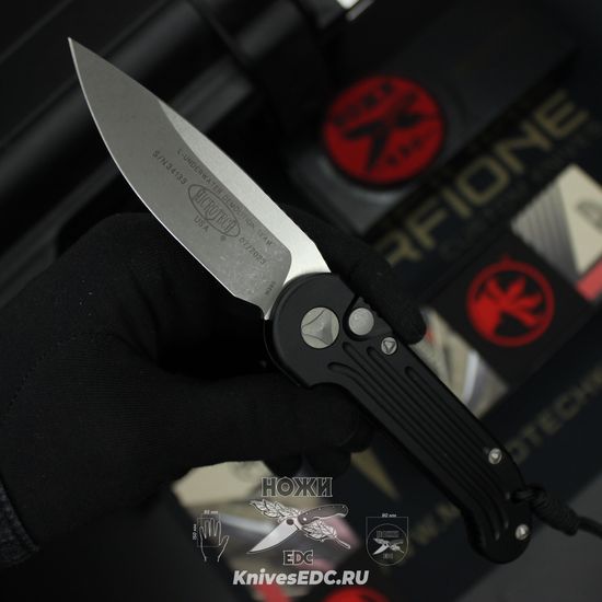 Автоматический нож Microtech MT_135-10AP LUDT, алюм.чёрная рук-ть, клинок M390, апокалиптик
