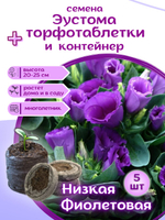 Семена Эустома высокорослая многолетняя Белая, Лизиантус комнатный + торфяные таблетки Jiffy в подарок, 5шт