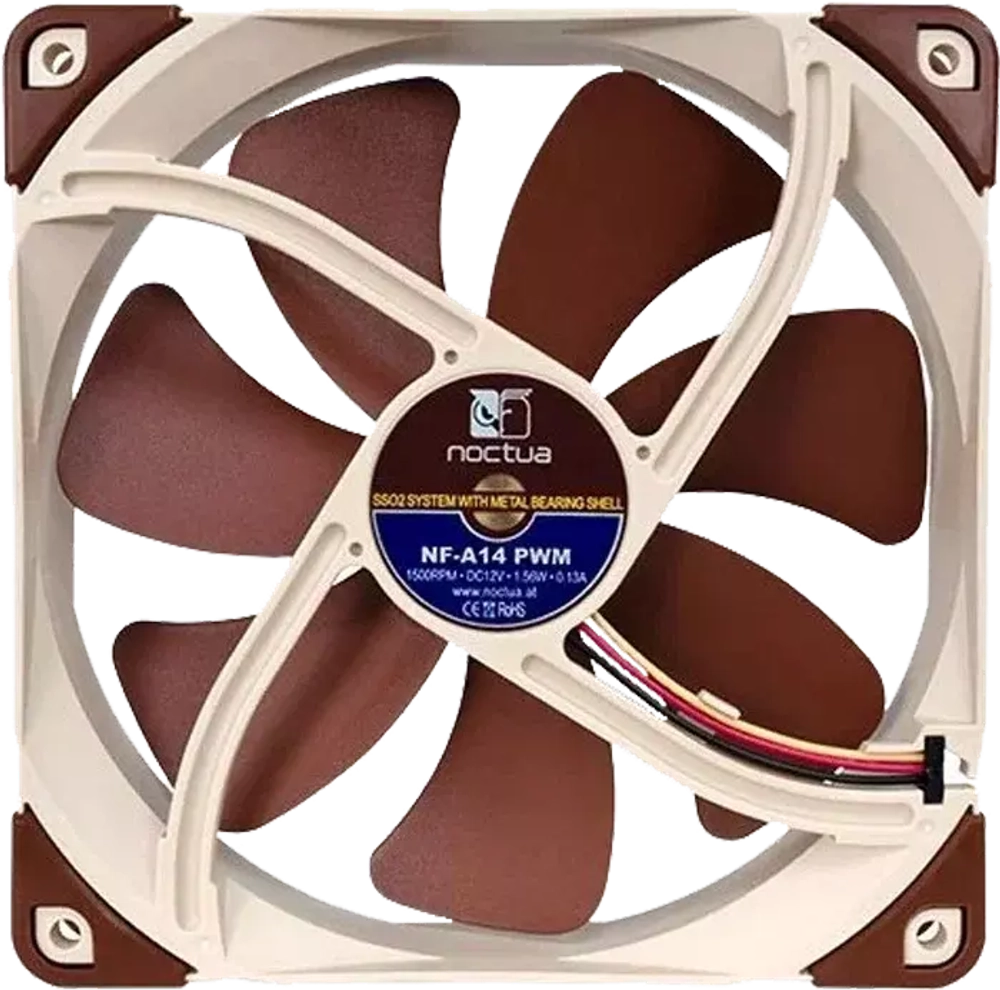 Вeнтилятор для корпуса Noctua NF-A14 PWM (NF-A14 PWM) - 140mm 1  1500 об/мин, 24.6 дБ, 4-pin PWM