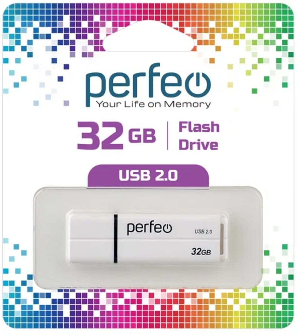 Флешка 32-GB PERFEO C01G2 белый