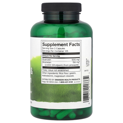 Swanson Vitamins, Кверцетин и бромелаин, здоровье дыхательной системы, 250 капсул