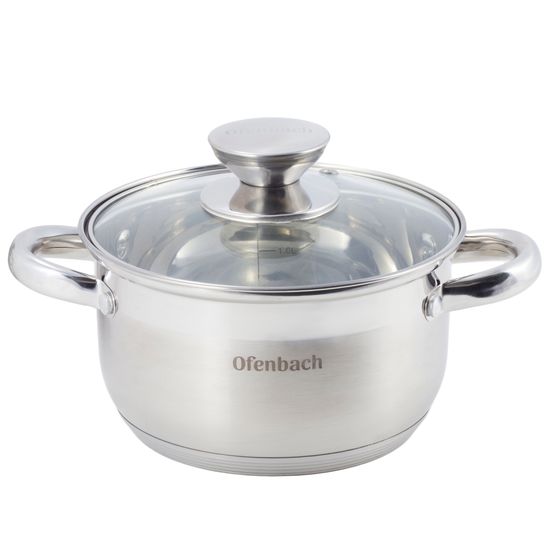Набор кастрюль 6 предметов ( 1,1 л; 1,7 л; 2,4 л) Ofenbach NB 100002 из нержавеющей стали