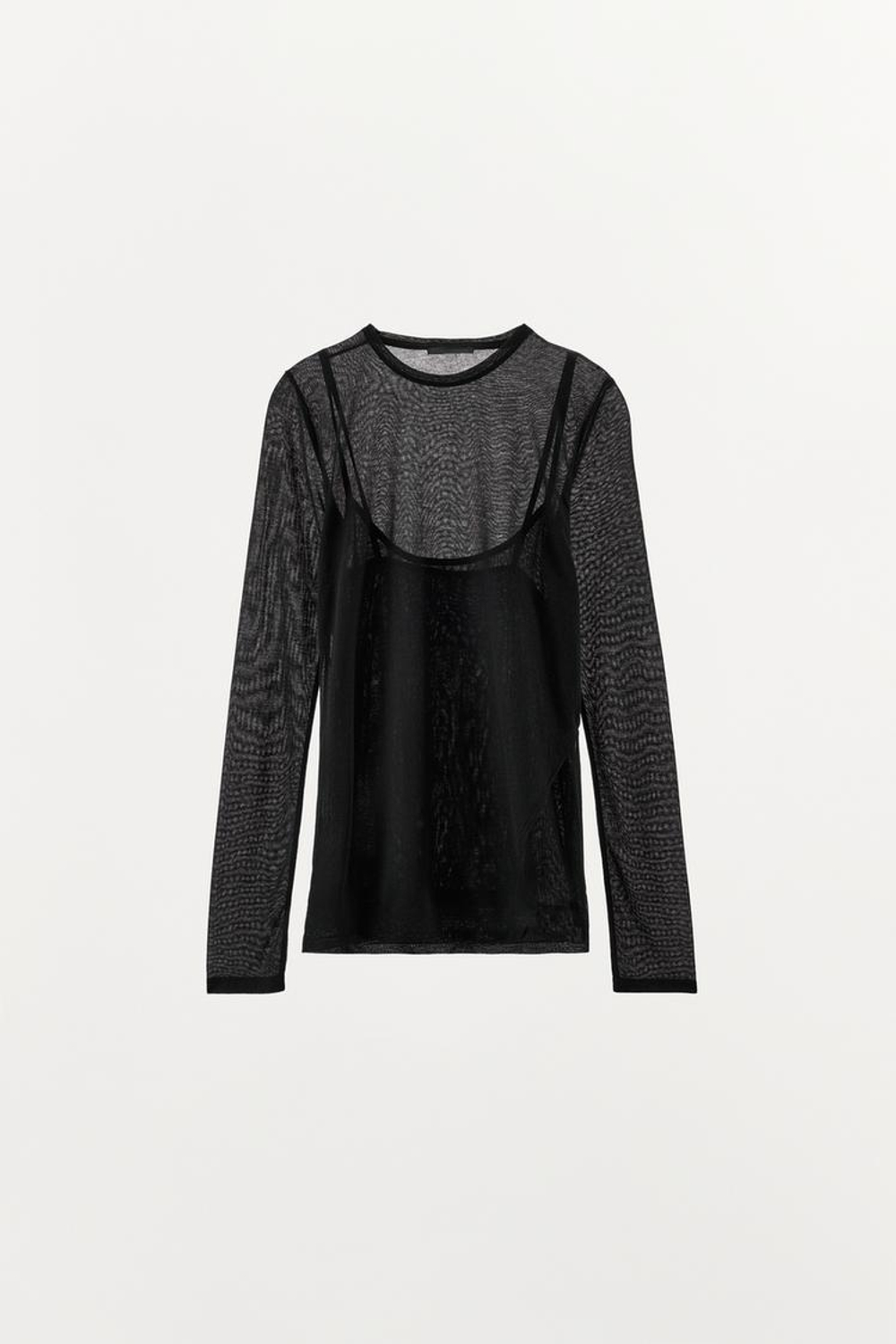 ZARA ДВОЙНАЯ ФУТБОЛКА, ЧЕРНЫЙ