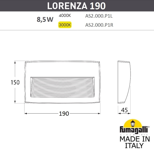 Подсветка для ступеней Fumagalli LORENZA AS2.000.000.AXK1L