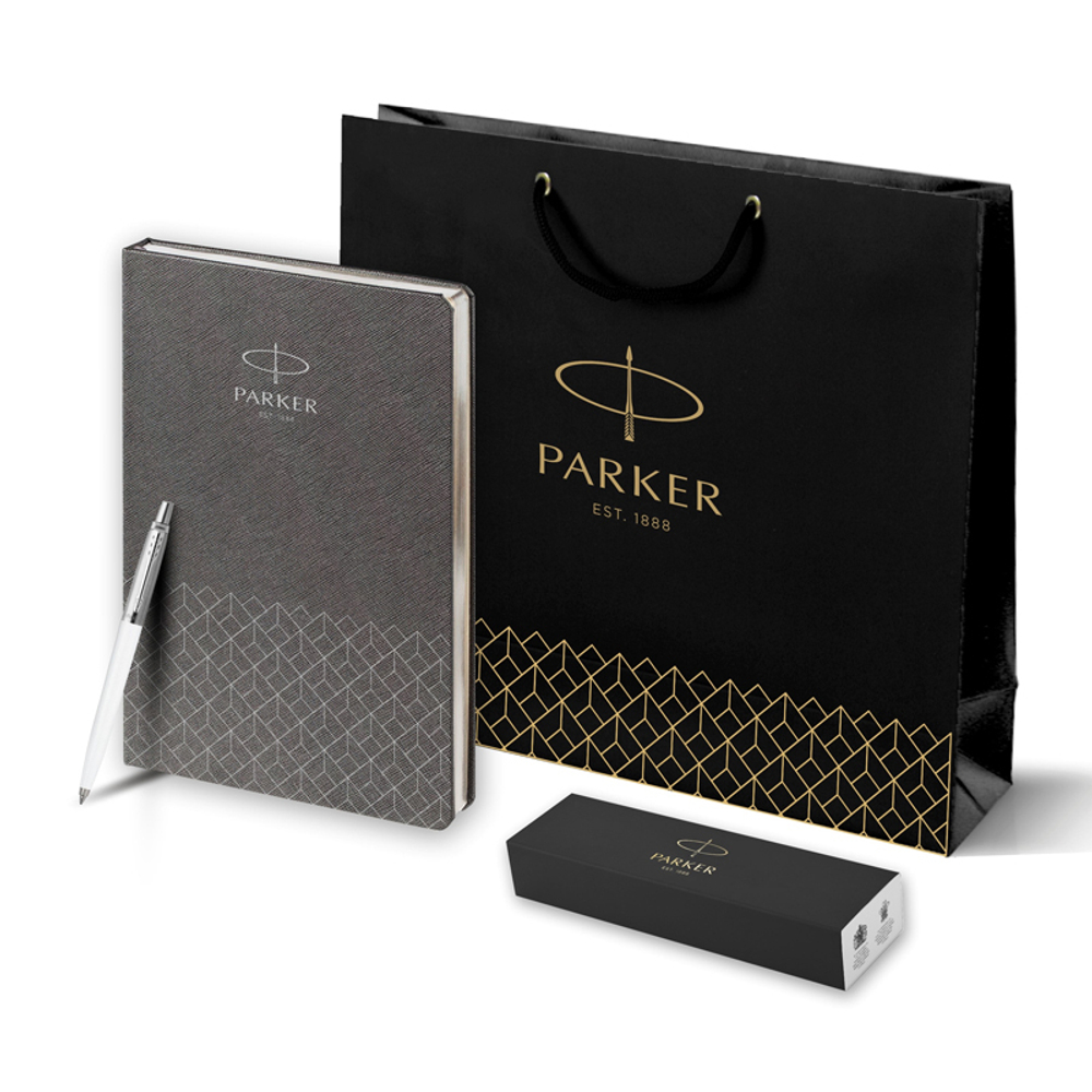 Подарочный набор: Шариковая ручка Parker Jotter + ежедневник, серый