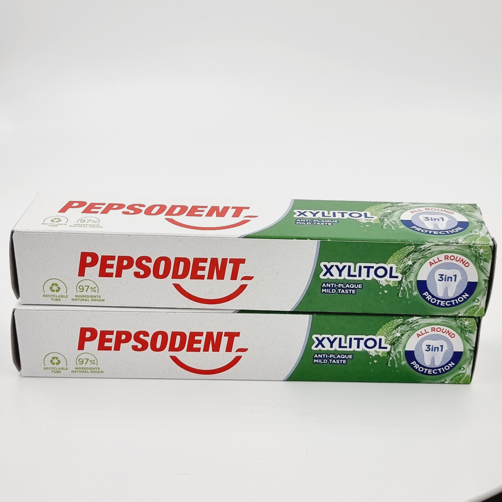 Зубная паста Pepsodent Xylitol Фторсодержащая (2x50) 100 мл 2 шт (Из Финляндии)