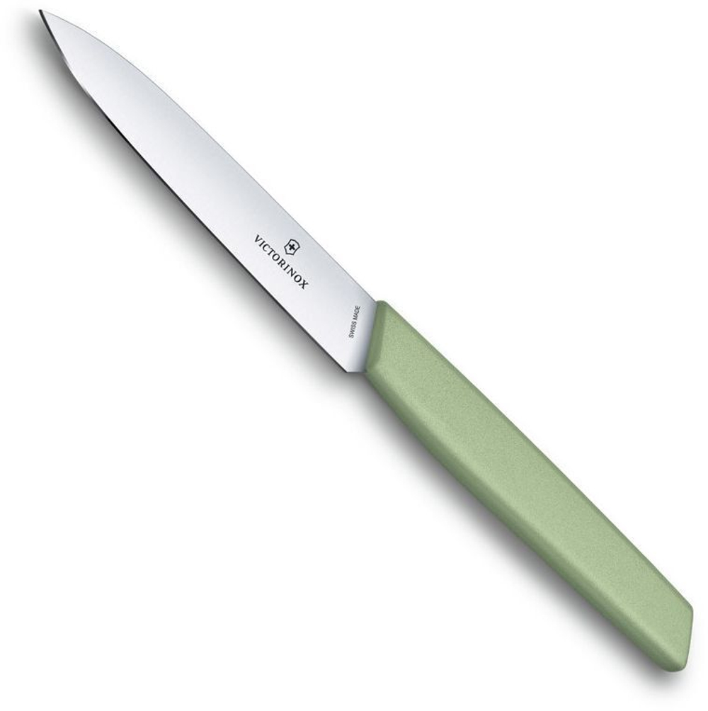 Нож Victorinox для овощей, лезвие 10 см прямое, зелёный