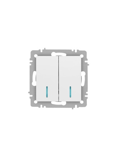 Выключатель 2-кл. СП Accent 6-105-01 10А IP20 250В с подсветкой AL/CU бел. Intro Б0063505