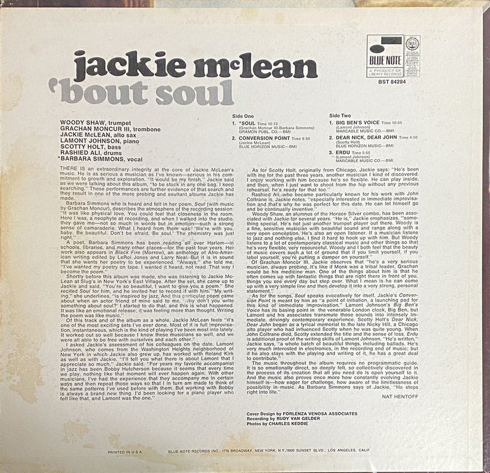 Jackie McLean / 'Bout Soul (LP)