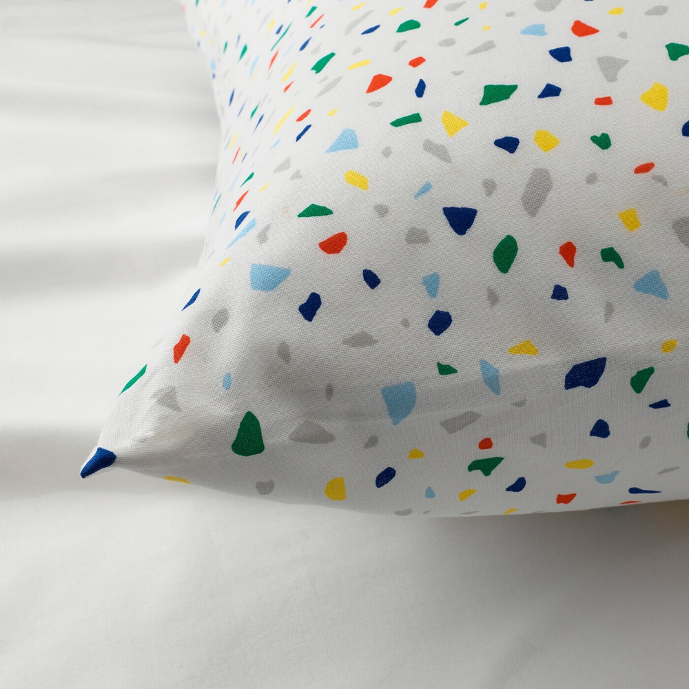 IKEA MÖJLIGHET  (ИКЕА МÖЙЛИГХЕТ)  -  Пододеяльник и наволочка, белый/мозаичный рисунок, 150x200/50x60 см