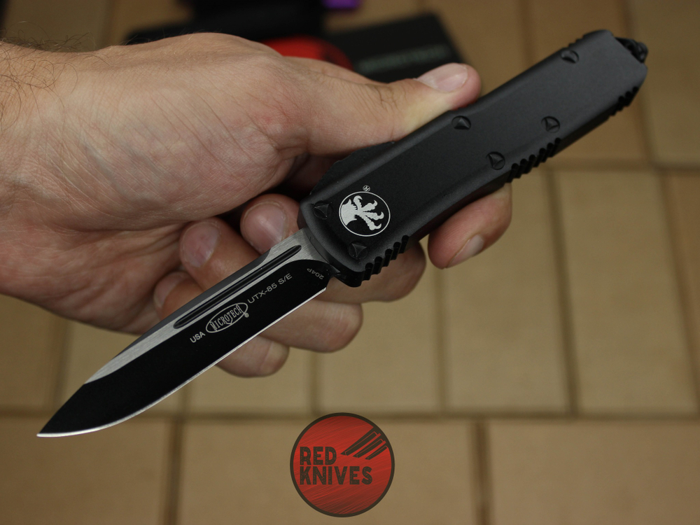 Нож Microtech UTX-85 S/E - черная рукоять, стандартный клинок, черный + запчасти RK-391