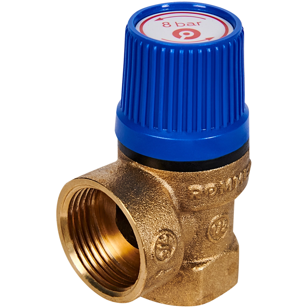 Клапан предохранительный ROMMER - 1/2", сброс 3/4" (ВР/ВР, Tmax 110°C, 8 бар)